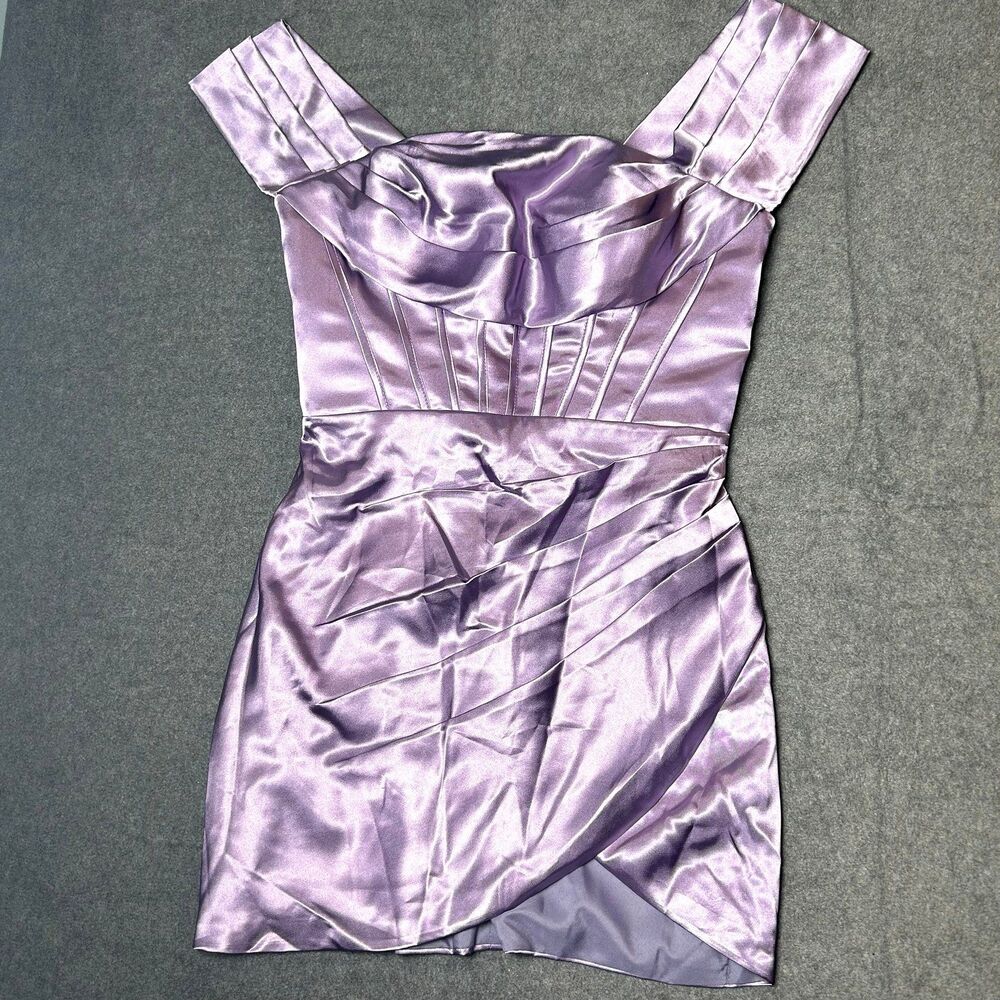 Milly Bridal Formal Off Shoulder Dress Purple Womens Size 8 NWOT